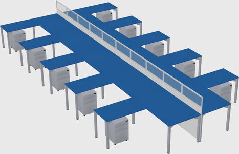 Shared l-shape cubicle