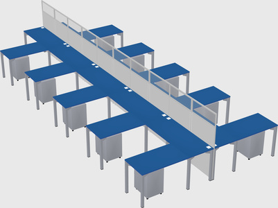 Shared l-shape cubicle