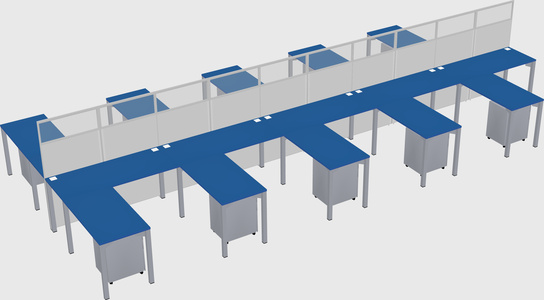 Shared l-shape cubicle