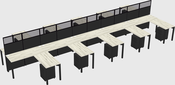 Shared l-shape cubicle