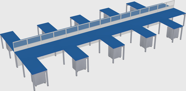 Shared l-shape cubicle