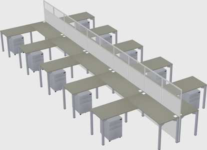 Shared l-shape cubicle