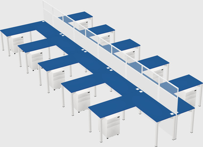 Shared l-shape cubicle
