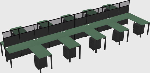 Shared l-shape cubicle