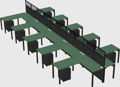 Shared l-shape cubicle