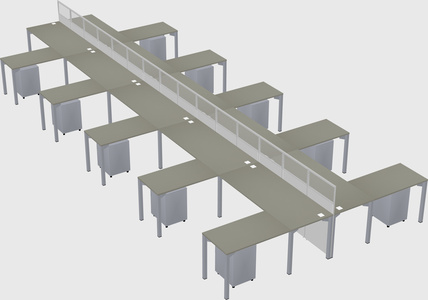 Shared l-shape cubicle
