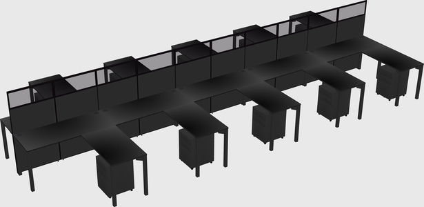 Shared l-shape cubicle