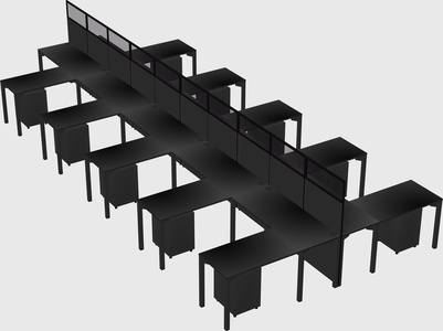 Shared l-shape cubicle