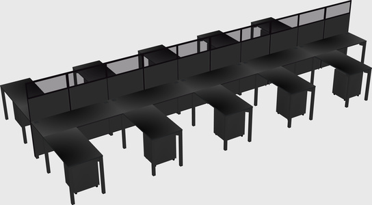 Shared l-shape cubicle