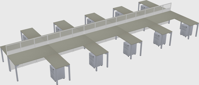 Shared l-shape cubicle