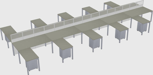 Shared l-shape cubicle