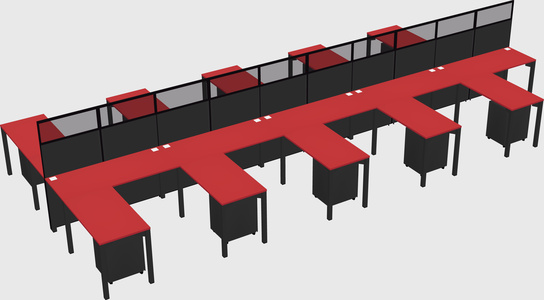 Shared l-shape cubicle