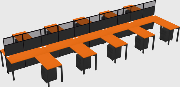 Shared l-shape cubicle