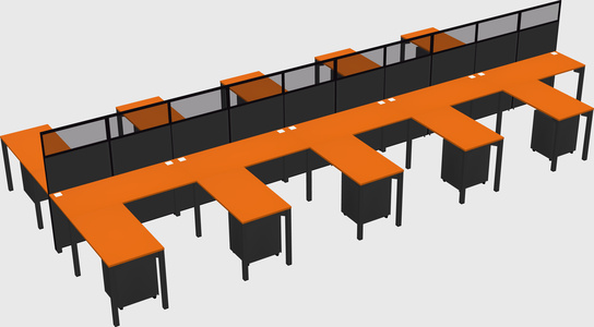 Shared l-shape cubicle