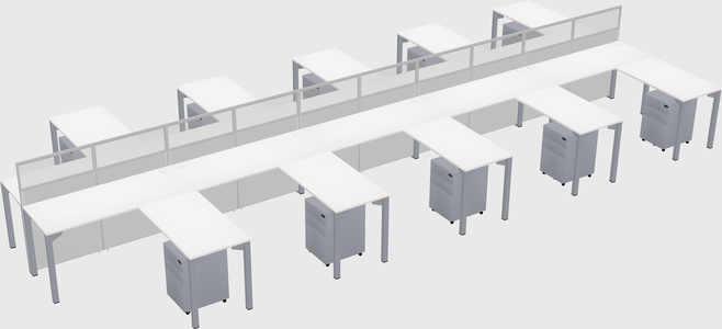 Shared l-shape cubicle