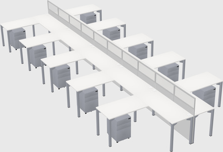 Shared l-shape cubicle