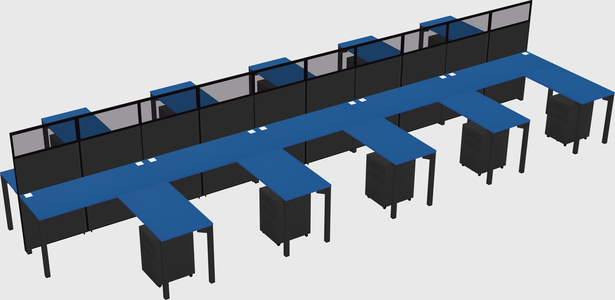 Shared l-shape cubicle