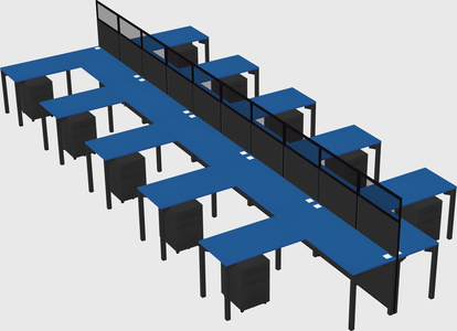 Shared l-shape cubicle