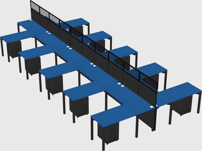 Shared l-shape cubicle