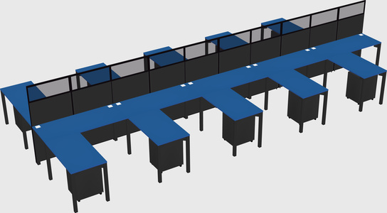 Shared l-shape cubicle