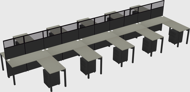 Shared l-shape cubicle