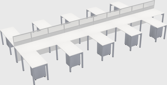 Shared l-shape cubicle