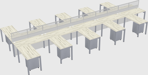Shared l-shape cubicle