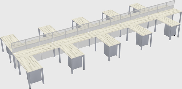 Shared l-shape cubicle