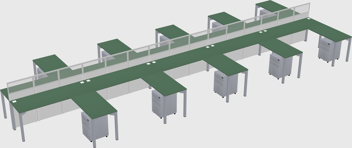 Shared l-shape cubicle
