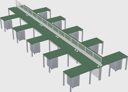 Shared l-shape cubicle