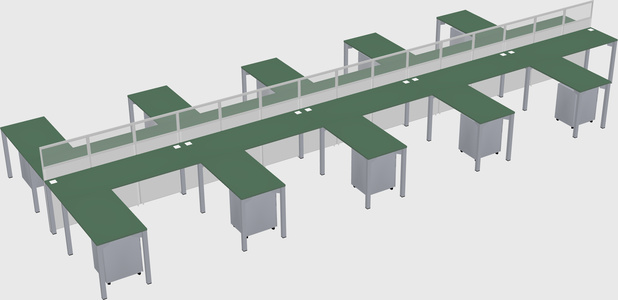 Shared l-shape cubicle
