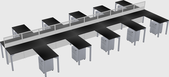 Shared l-shape cubicle