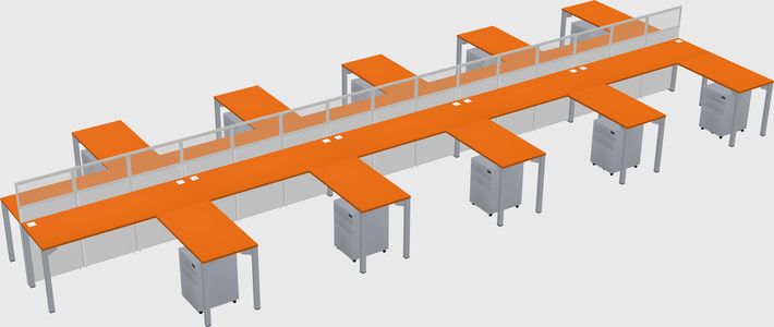 Shared l-shape cubicle