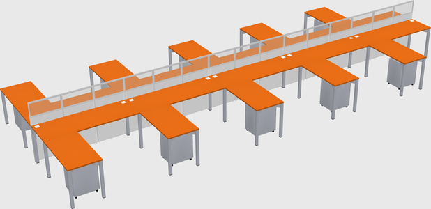 Shared l-shape cubicle