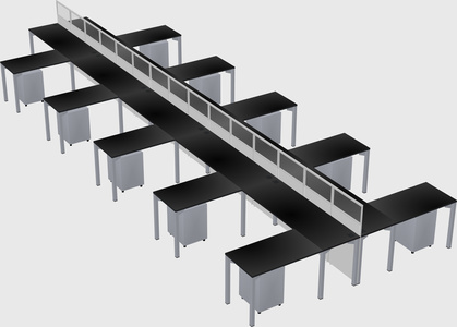 Shared l-shape cubicle