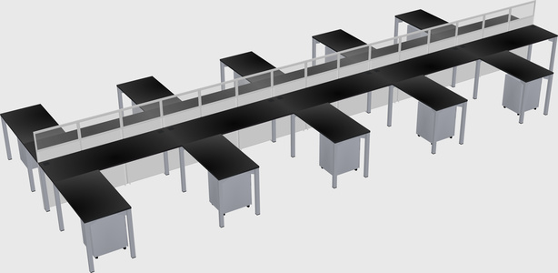 Shared l-shape cubicle