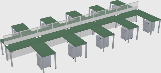 Shared l-shape cubicle