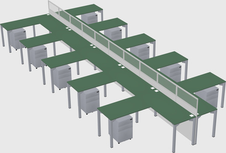 Shared l-shape cubicle
