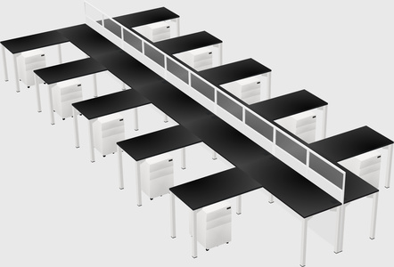 Shared l-shape cubicle