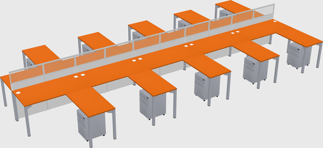 Shared l-shape cubicle