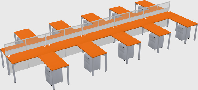 Shared l-shape cubicle