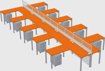 Shared l-shape cubicle