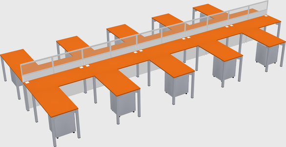 Shared l-shape cubicle
