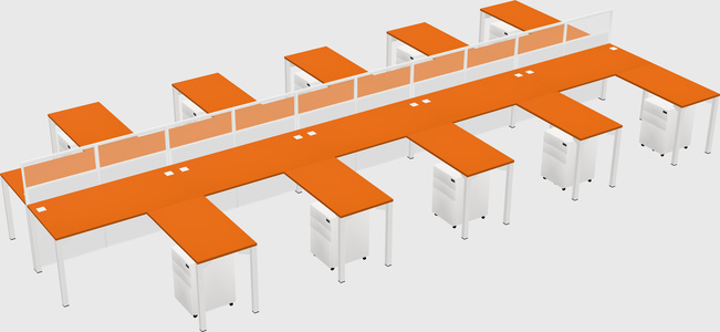 Shared l-shape cubicle
