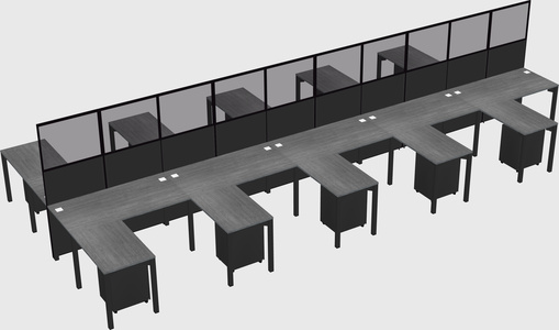 Shared l-shape cubicle