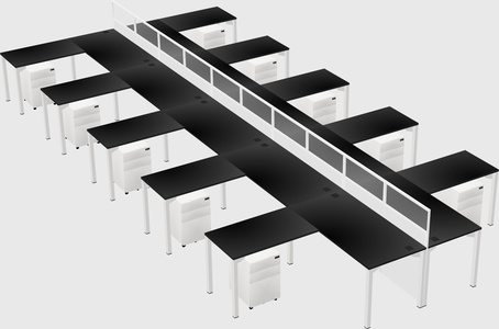 Shared l-shape cubicle