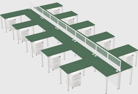 Shared l-shape cubicle
