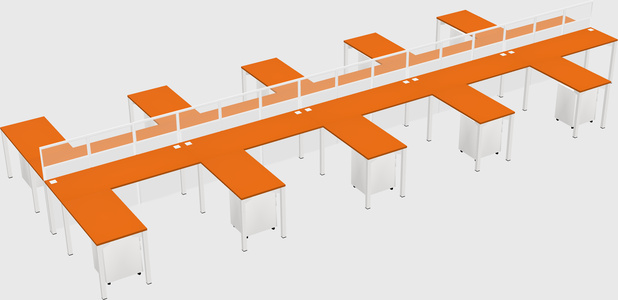 Shared l-shape cubicle