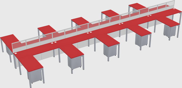 Shared l-shape cubicle