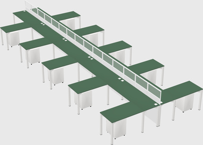 Shared l-shape cubicle